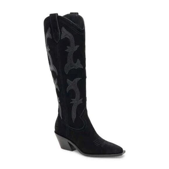 Dolce Vita Shoes - Dolce Vita Black Embroidered Heeled Boots Size 9.5